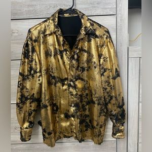 Handmade Gold & Black pearl snap Button up